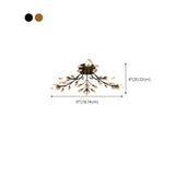 Luxury Gold Branch Leaf Crystal Semi-Flush Mount Light #size