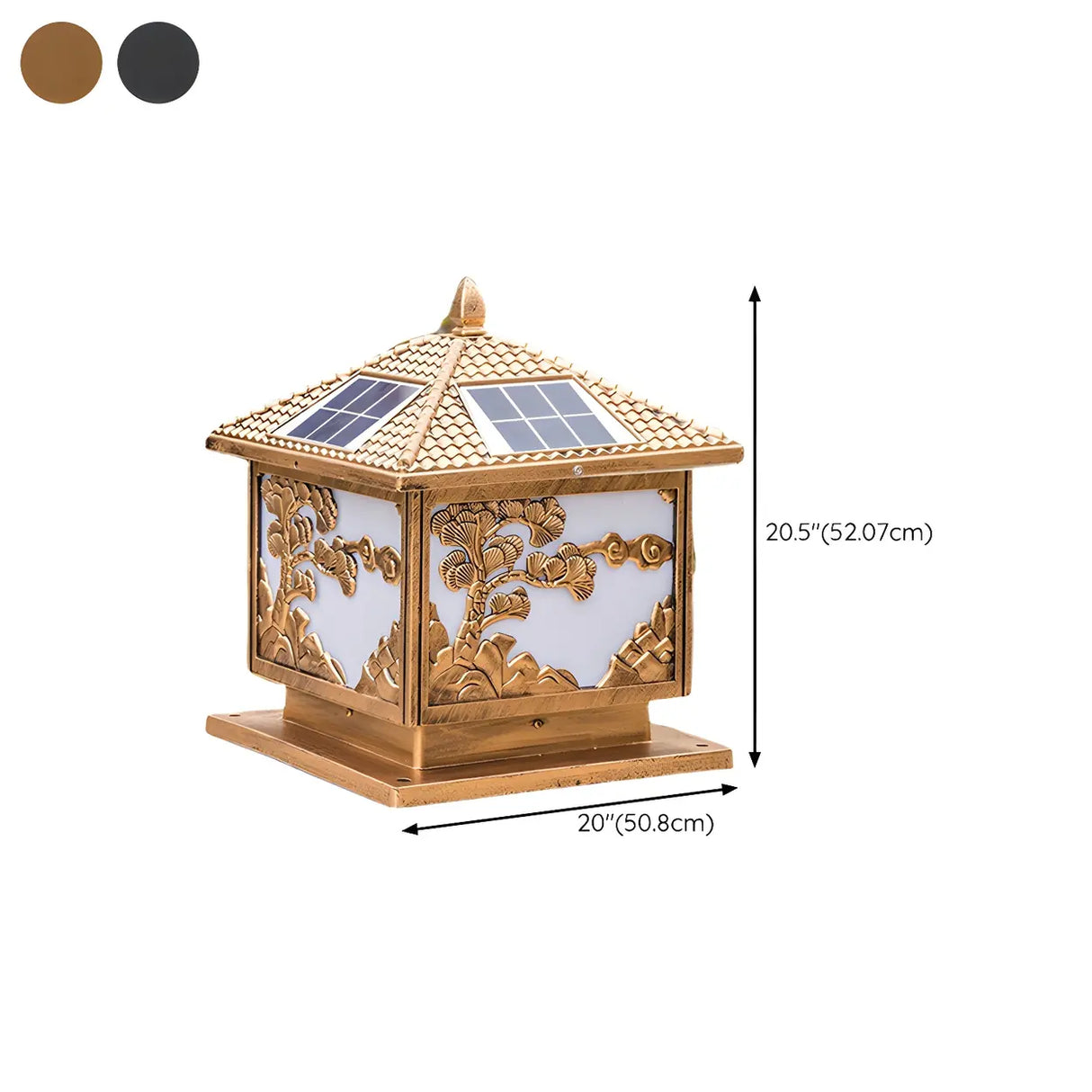 Luxury Gold Carved Solar Outdoor Garden Table Lamp 