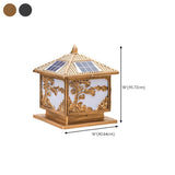 Luxury Gold Carved Solar Outdoor Garden Table Lamp Image - 14