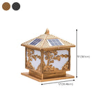 Luxury Gold Carved Solar Outdoor Garden Table Lamp Image - 15