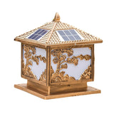 Luxury Gold Carved Solar Outdoor Garden Table Lamp Image - 7