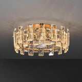 Luxury Gold Circle Crystal Decor LED Ceiling Fan Light Image - 7