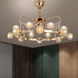 Luxury Gold Circle Crystal Shades Ceiling Fan Lights Image - 1