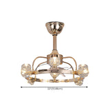 Luxury Gold Circle Crystal Shades Ceiling Fan Lights #size