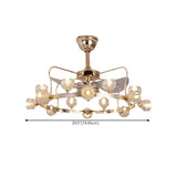 Luxury Gold Circle Crystal Shades Ceiling Fan Lights Image - 14