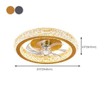 Luxury Gold Circular Crystal Flush Ceiling Fan Light #size