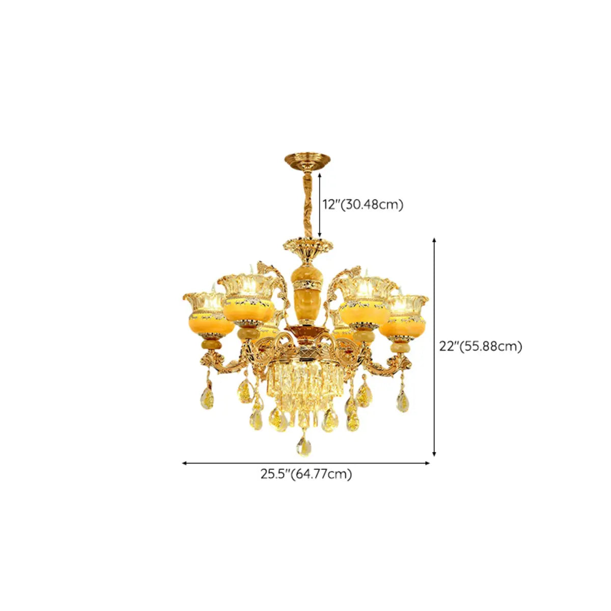 Luxury Gold Clear Crystal Chandelier Adjustable Height 