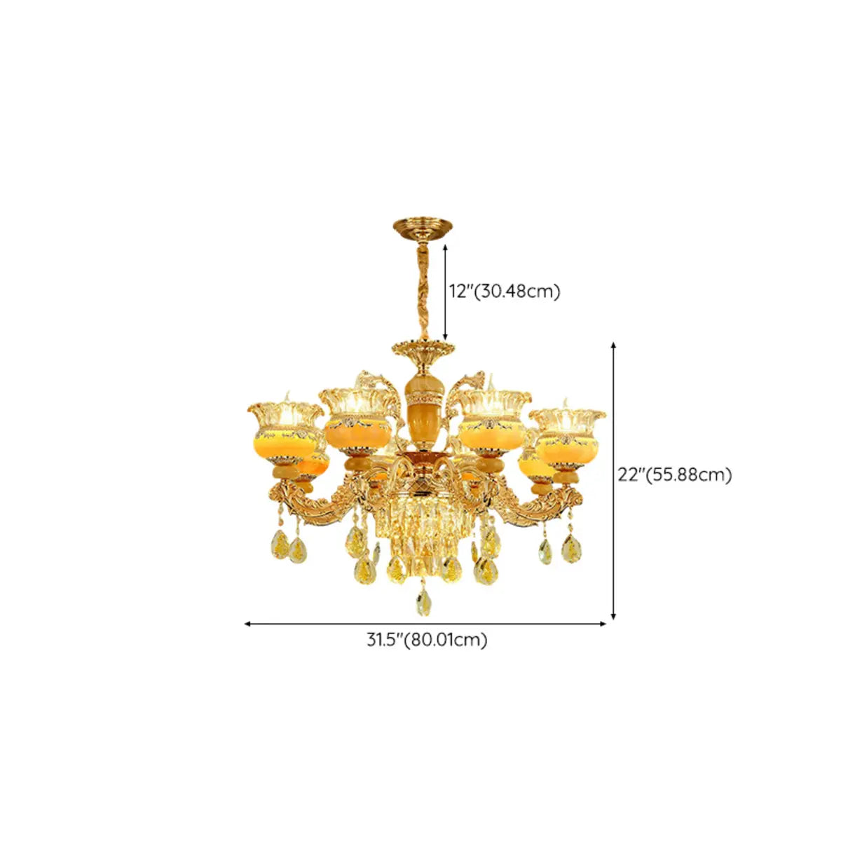 Luxury Gold Clear Crystal Chandelier Adjustable Height Image - 11