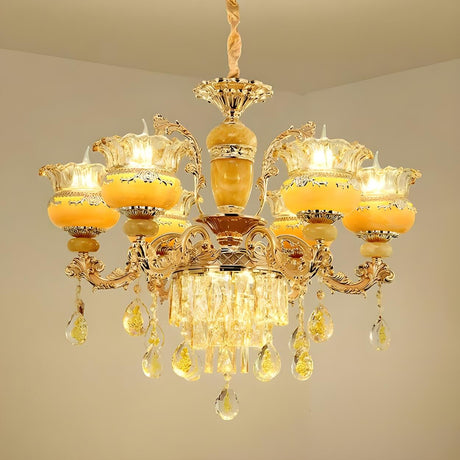 Luxury Gold Clear Crystal Chandelier Adjustable Height Image - 3