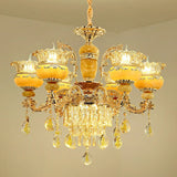 Luxury Gold Clear Crystal Chandelier Adjustable Height Image - 4