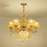 Luxury Gold Clear Crystal Chandelier Adjustable Height Image - 5