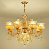 Luxury Gold Clear Crystal Chandelier Adjustable Height Image - 6