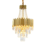 Luxury Gold Clear Crystal Tiered Hanging Chandelier Image - 2