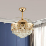 Luxury Gold Conical Crystal Chandelier Fan with Light Image - 3