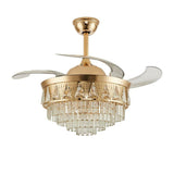 Luxury Gold Conical Crystal Chandelier Fan with Light Image - 5