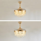 Luxury Gold Conical Crystal Chandelier Fan with Light Image - 9