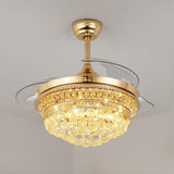 Luxury Gold Crystal Bowl Ceiling Fan with LED Light Image - 2