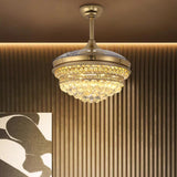 Luxury Gold Crystal Bowl Ceiling Fan with LED Light Image - 3