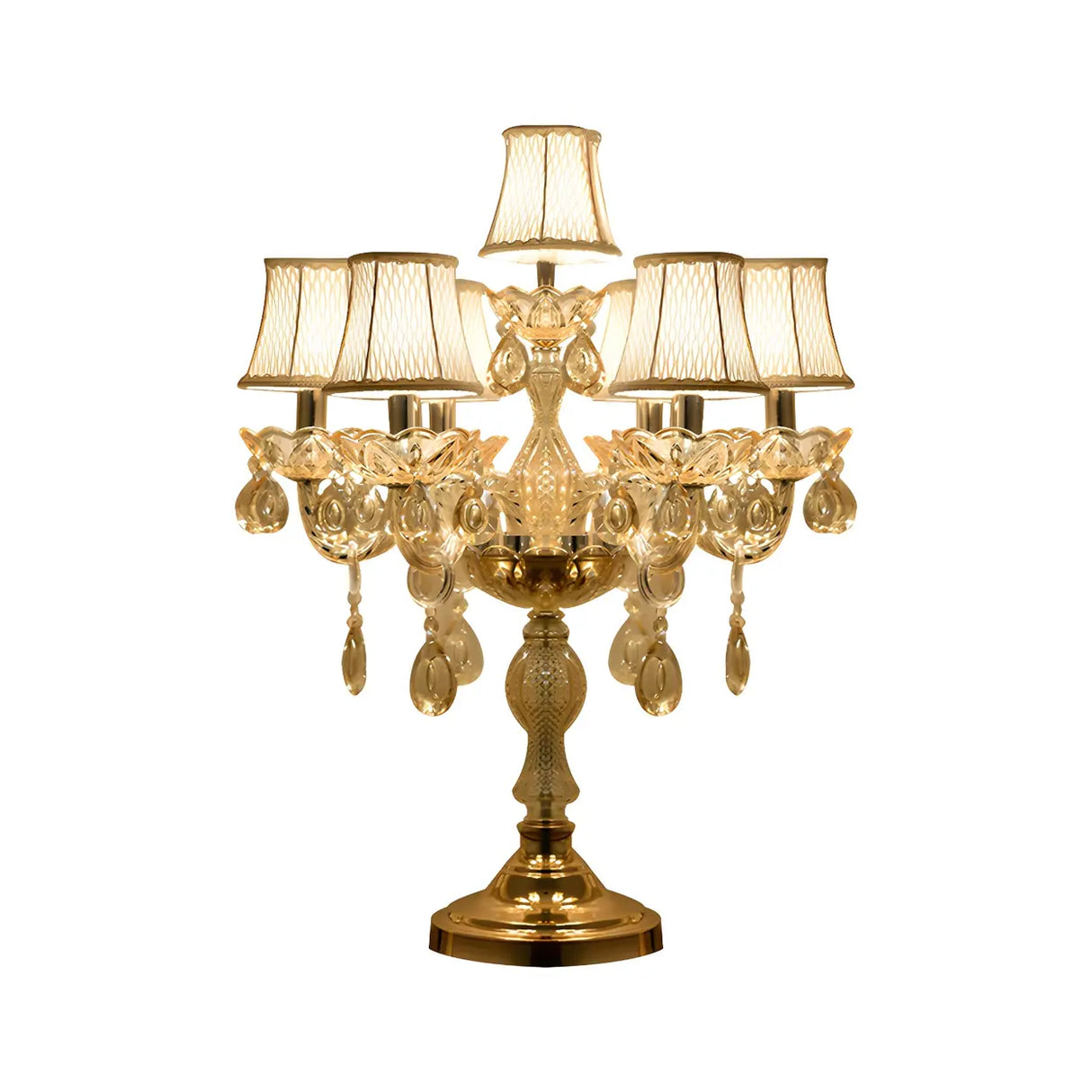 Luxury Gold Crystal Candelabra Multi-Light Table Lamp Image - 11