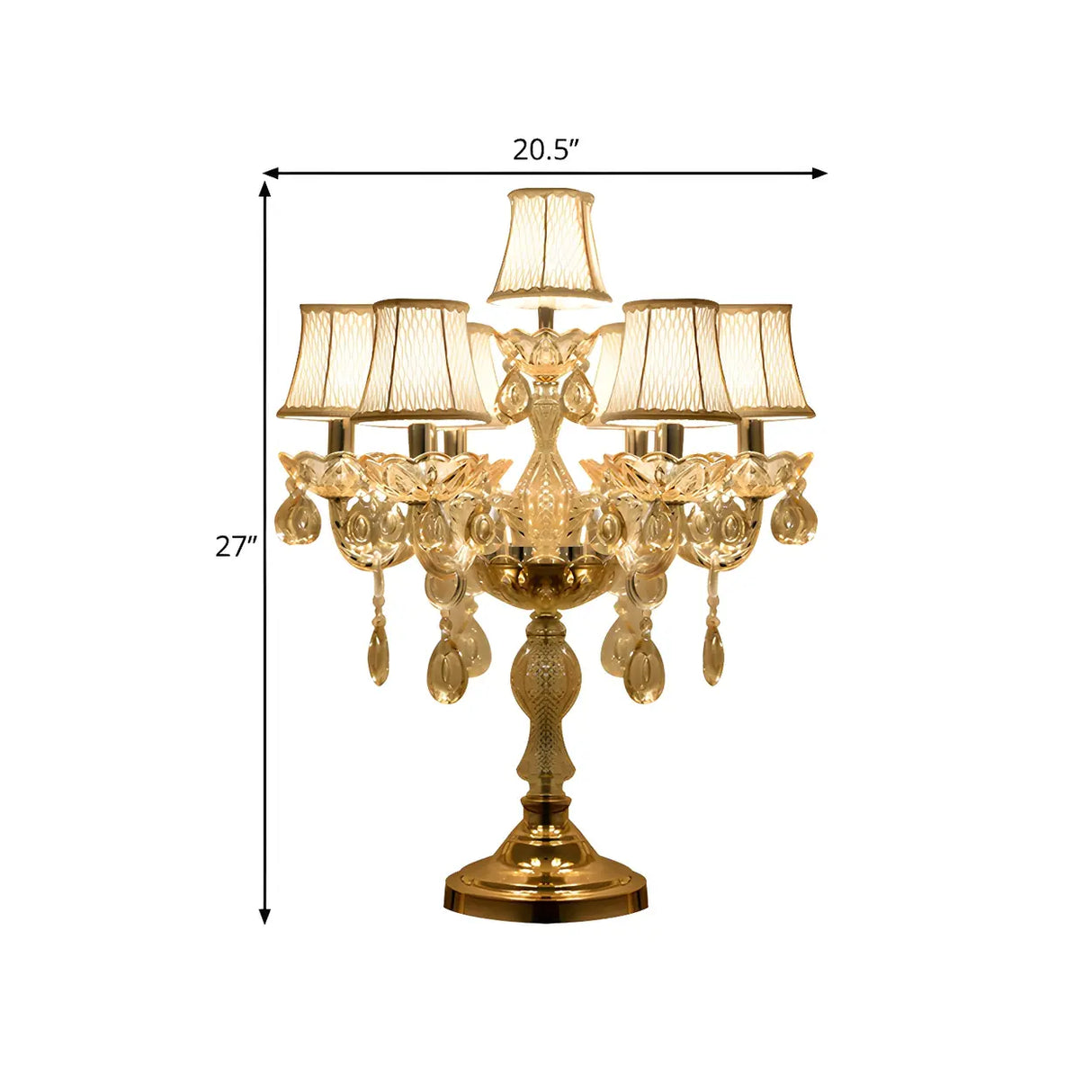 Luxury Gold Crystal Candelabra Multi-Light Table Lamp 