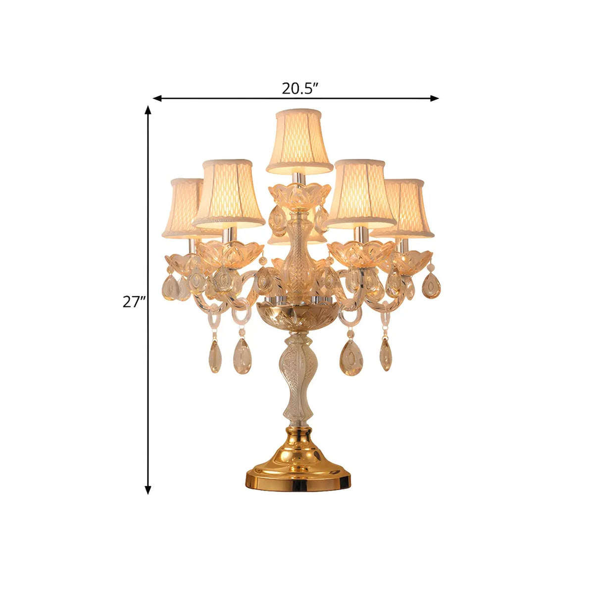 Luxury Gold Crystal Candelabra Multi-Light Table Lamp Image - 14