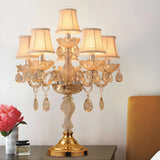 Luxury Gold Crystal Candelabra Multi-Light Table Lamp Image - 5