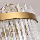 Luxury Gold Crystal Drop Round Ceiling Fan with Light Image - 10