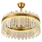 Luxury Gold Crystal Drop Round Ceiling Fan with Light Image - 5