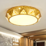 Luxury Gold Crystal Drum LED Flush Mount Ceiling Light Image - 1