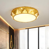 Luxury Gold Crystal Drum LED Flush Mount Ceiling Light Image - 2