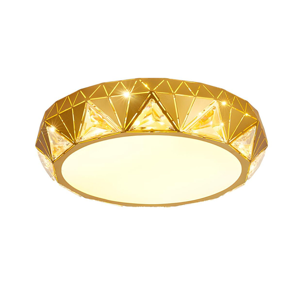 Luxury Gold Crystal Drum LED Flush Mount Ceiling Light Image - 3