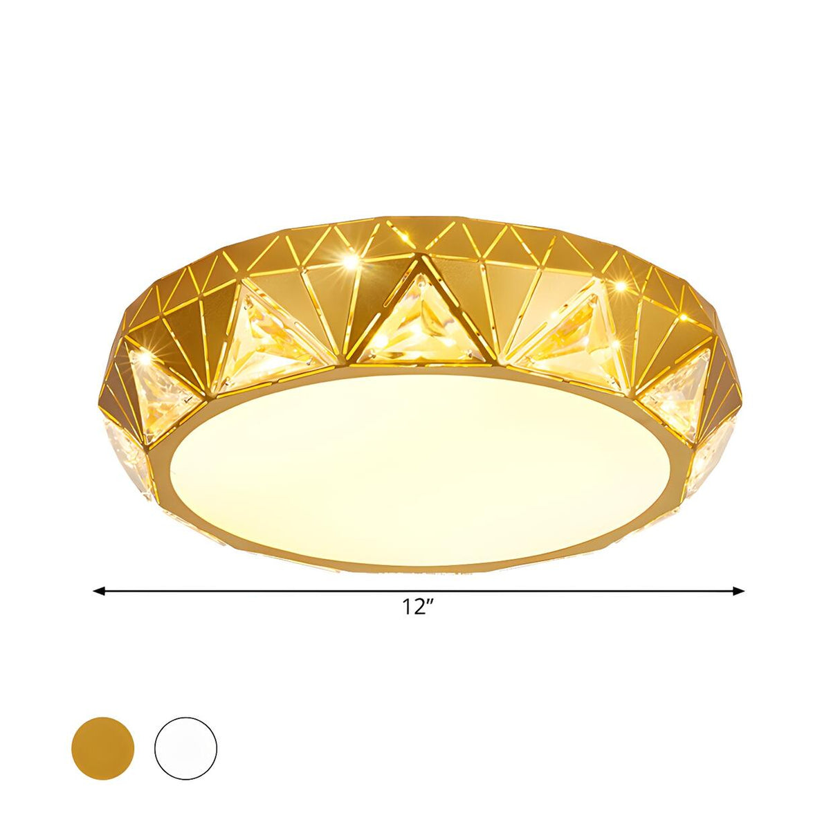 Luxury Gold Crystal Drum LED Flush Mount Ceiling Light 