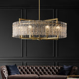 Luxury Gold Crystal Drum Pendant Chandelier Image - 1