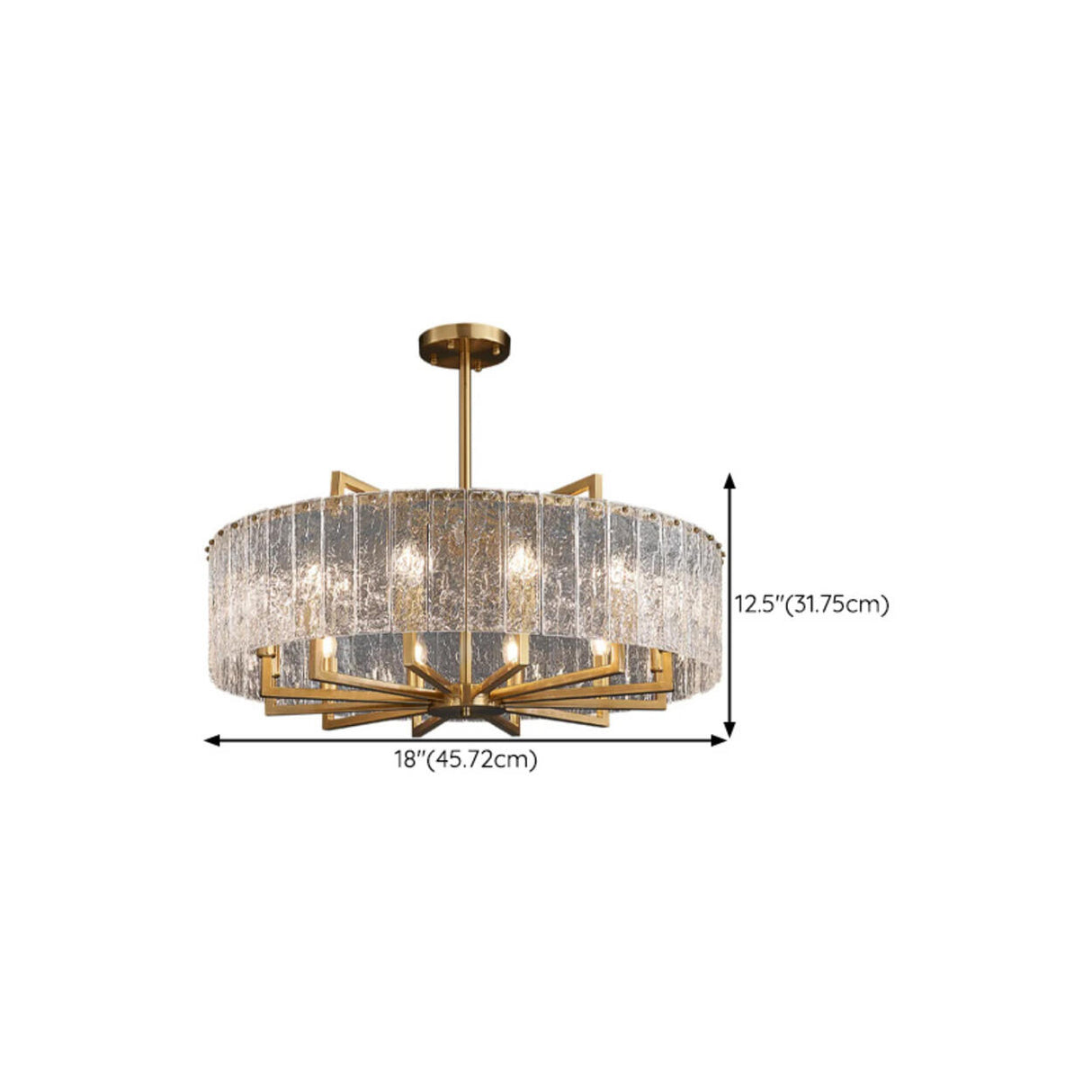 Luxury Gold Crystal Drum Pendant Chandelier 