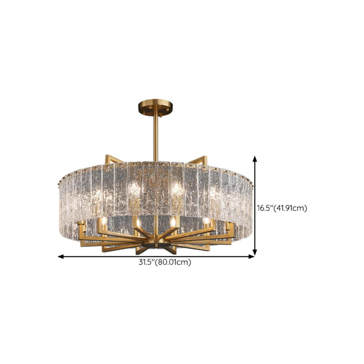 Luxury Gold Crystal Drum Pendant Chandelier Image - 15