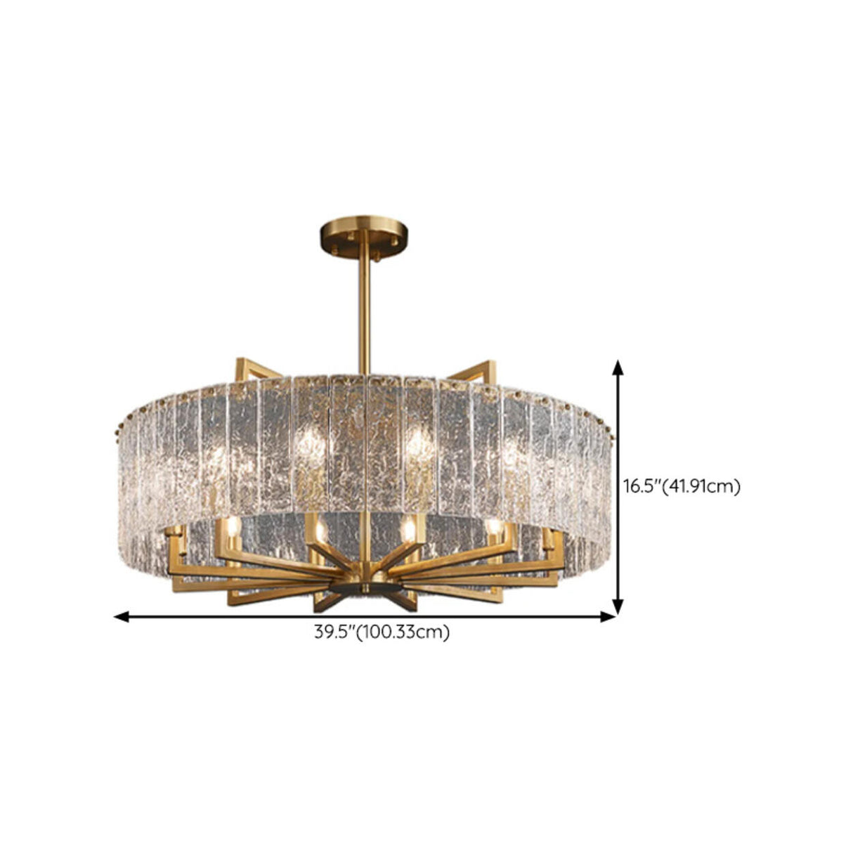 Luxury Gold Crystal Drum Pendant Chandelier Image - 16