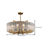 Luxury Gold Crystal Drum Pendant Chandelier Image - 16