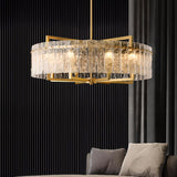 Luxury Gold Crystal Drum Pendant Chandelier Image - 3