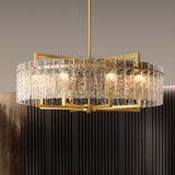 Luxury Gold Crystal Drum Pendant Chandelier Image - 4