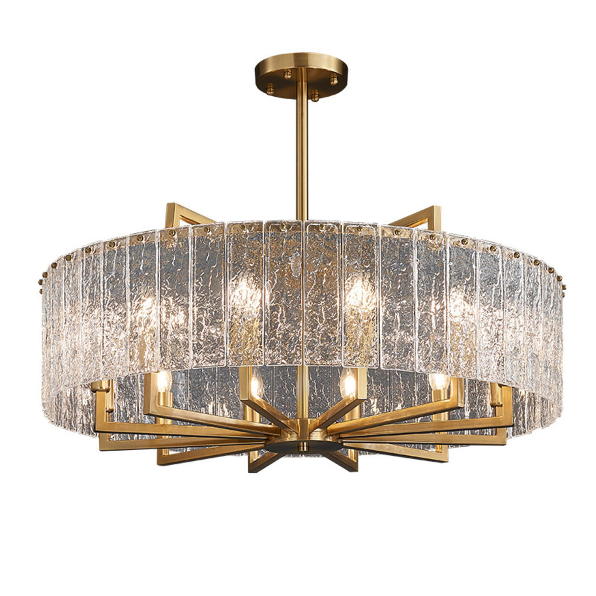 Luxury Gold Crystal Drum Pendant Chandelier Image - 5