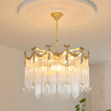 Luxury Gold Crystal Fringe Transparent Glass Chandelier  Image - 1