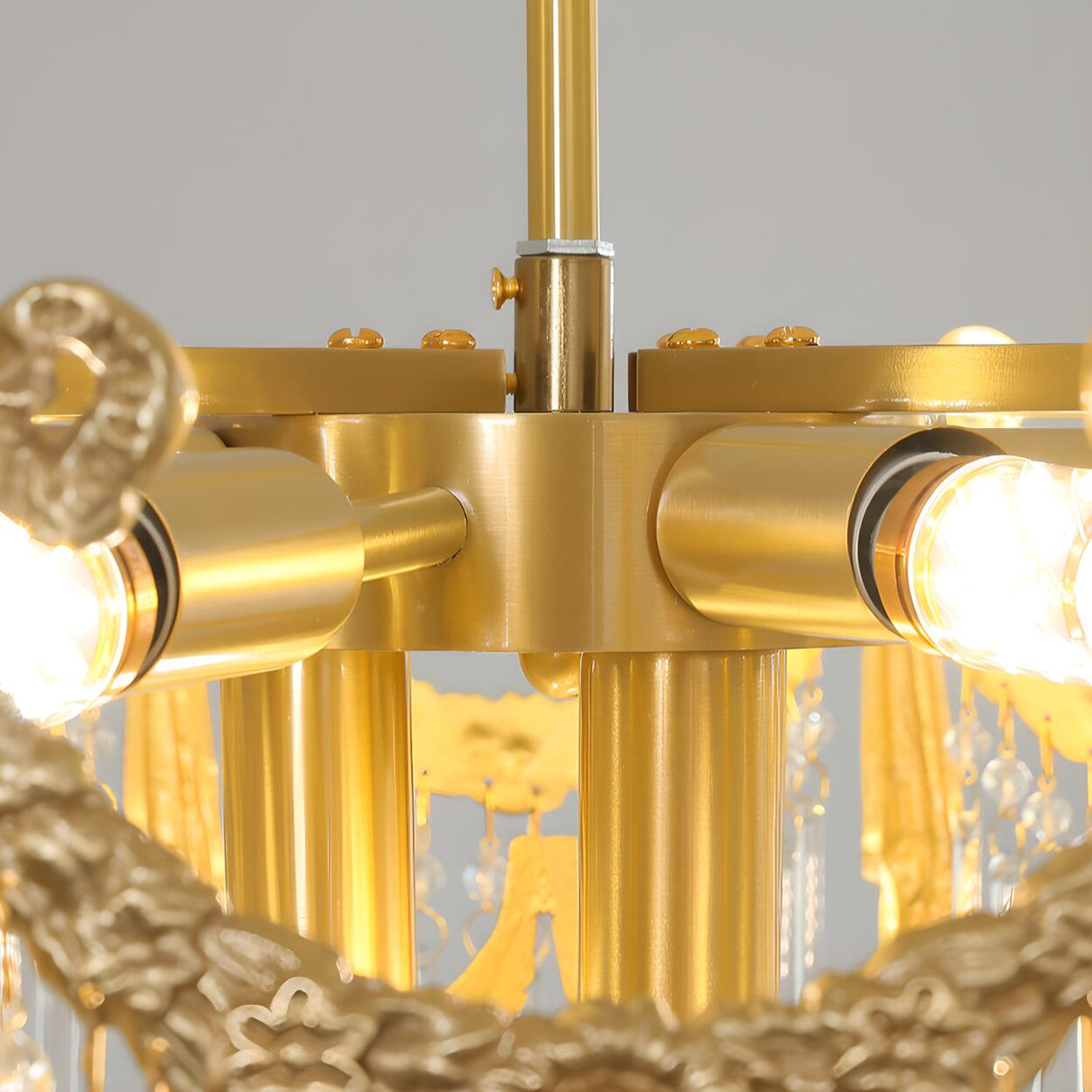 Luxury Gold Crystal Fringe Transparent Glass Chandelier  Image - 10