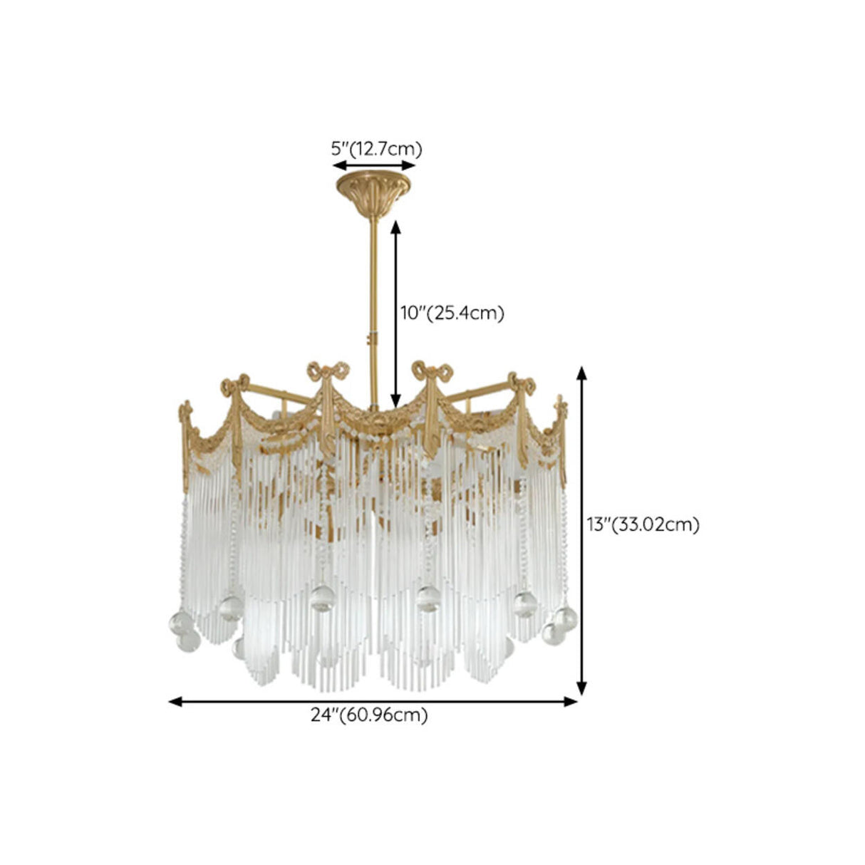 Luxury Gold Crystal Fringe Transparent Glass Chandelier  Image - 13