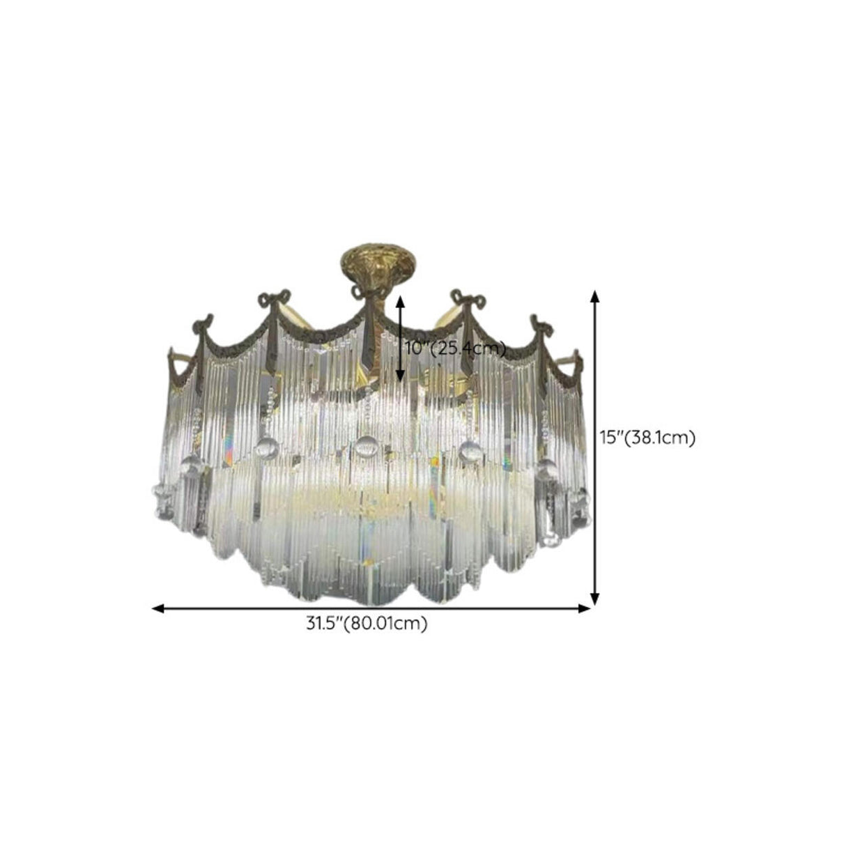 Luxury Gold Crystal Fringe Transparent Glass Chandelier  Image - 14