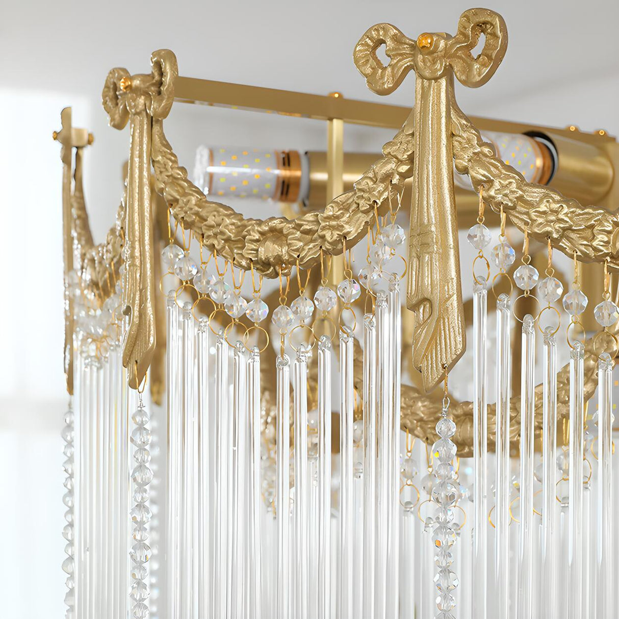 Luxury Gold Crystal Fringe Transparent Glass Chandelier  Image - 5