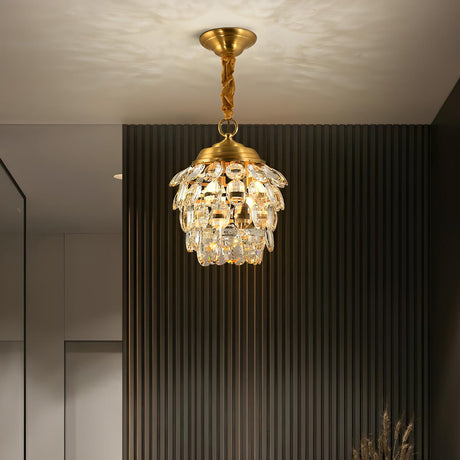 Luxury Gold Crystal Teardrop Pendant Chandelier Image - 1