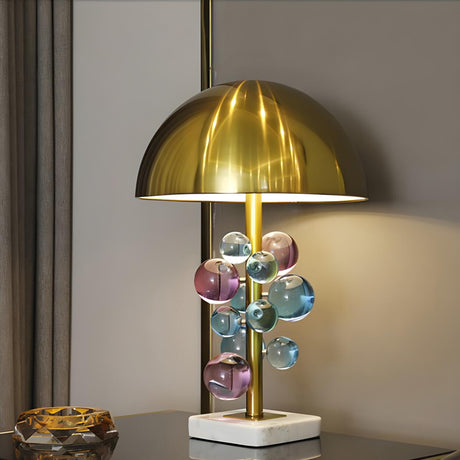 Luxury Gold Dome Art Glass Decoration Metal Table Lamp Image - 1