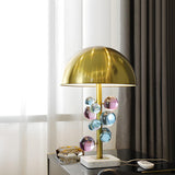 Luxury Gold Dome Art Glass Decoration Metal Table Lamp Image - 11