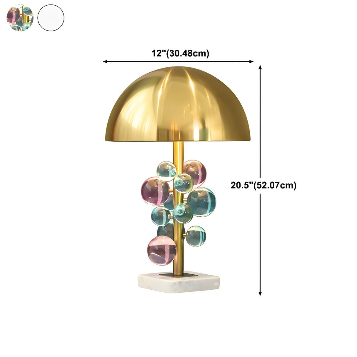 Luxury Gold Dome Art Glass Decoration Metal Table Lamp 