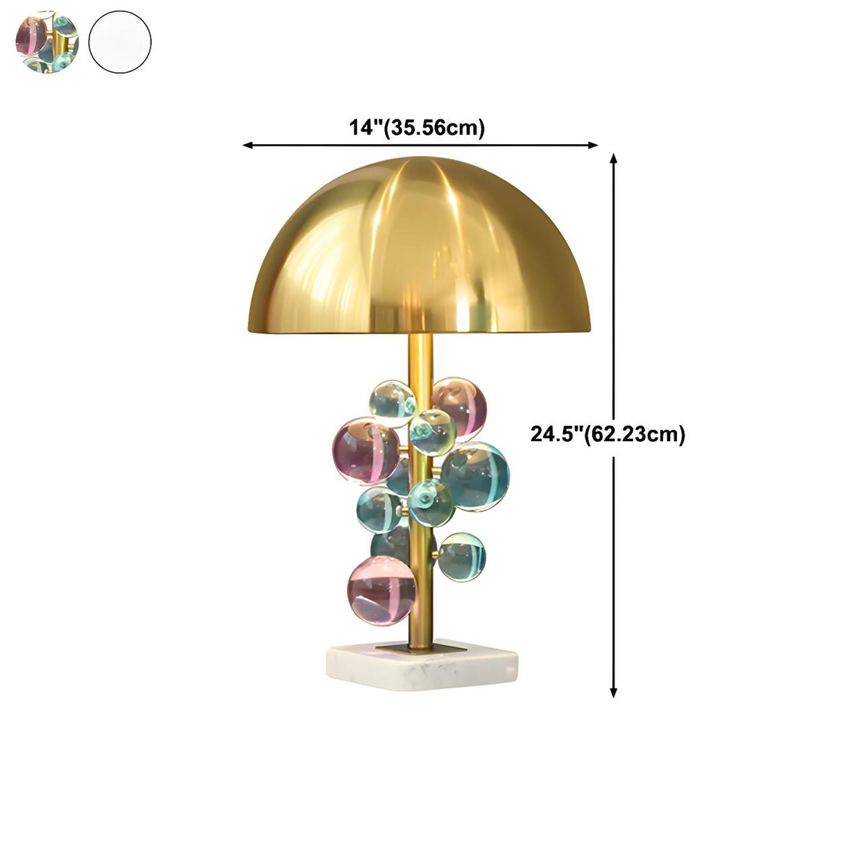 Luxury Gold Dome Art Glass Decoration Metal Table Lamp Image - 17